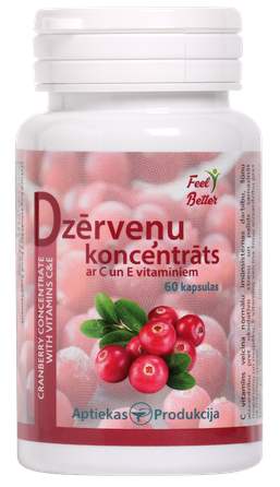 APTIEKAS PRODUKCIJA Концентрат Клюквы С Витаминами C и Е		 капсулы, 60 шт.