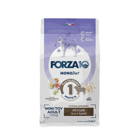 FORZA10 Monodiet Mini/Toy Adult Ar Jēru, Suņiem sausā barība, 1.5 kg