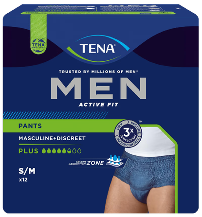 TENA Men Pants Plus S/M (синие) трусики, 12 шт.