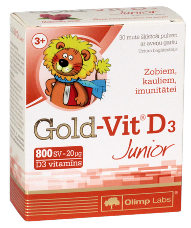 OLIMP LABS Gold Vit D3 800SV Junior pulveris, 30 gab.