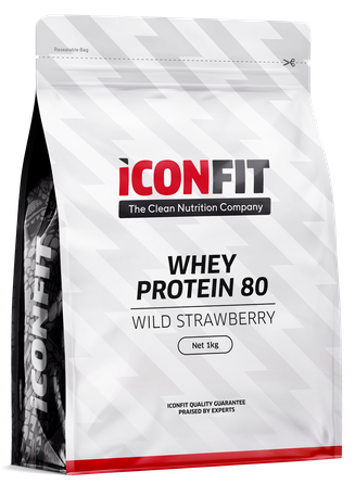 ICONFIT Whey Protein 80 - Wild Strawberry pulveris, 1000 g