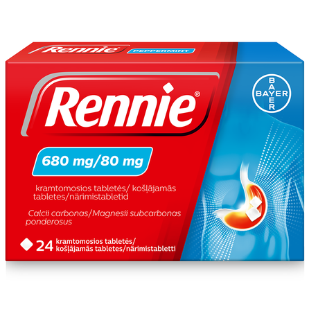 RENNIE 680 mg/80 mg tabletes, 24 gab.