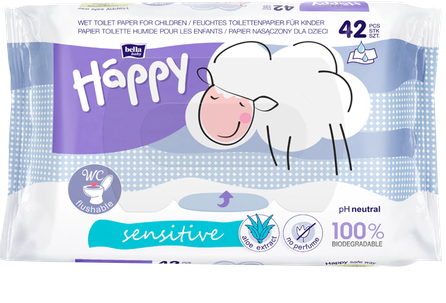 HAPPY   Sensitive WC mitrais tualetes papīrs, 42 gab.