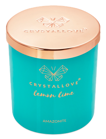 CRYSTALLOVE Amazonite Soy Candle & Lemon Lime scented candle, 400 g