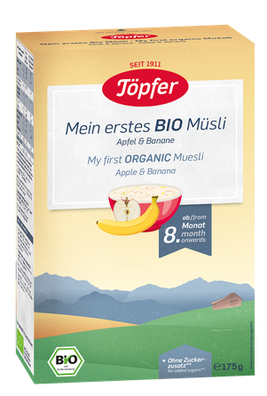 TOPFER Banānu Un Ābolu Bio no 8 mēn. putra muslis, 175 g
