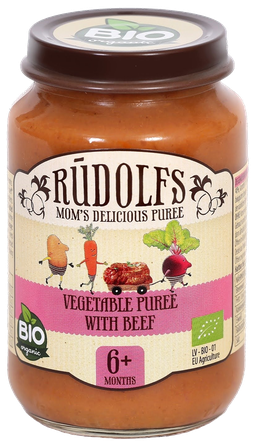 RŪDOLFS Овощи С Говядиной БИО 6+ пюре, 190 г