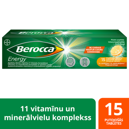 BERROCA Energy putojošās tabletes, 15 gab.