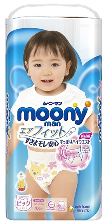 MOONY Airfit XL (12-22kg) for girls nappy pants, 38 pcs.