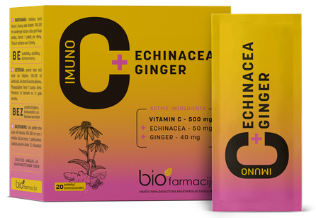 BIOFARMACIJA Imuno C+Echinacea+Ginger powder, 20 pcs.