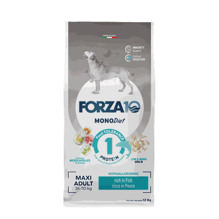 FORZA10 Monodiet Maxi Adult Ar Zivi, Suņiem sausā barība, 12 kg