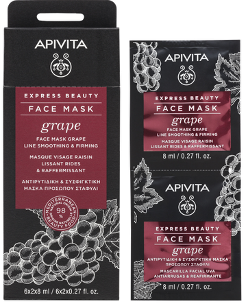 APIVITA Express Beauty Line Smoothing With Grape (2ml) maska ādai ap acīm, 2 gab.
