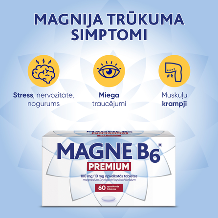 MAGNE B6 Premium (Magnijs) 100 mg/10 mg coated tablets, 60 pcs.