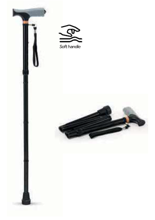 PRIM Черная, С Мягкой Рукояткой складная трость, 1 шт.