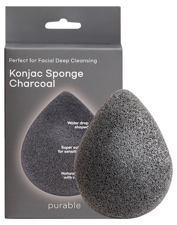 PURABLE Konjac Sponge - Charcoal attīrošs sūklis, 1 gab.