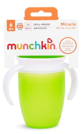 MUNCHKIN Miracle 360, zaļa, 6m+ mācību krūzīte, 207 ml
