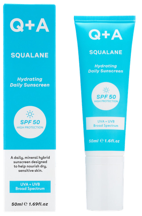 Q+A Squalane Hydrating SPF50 sunscreen, 50 ml