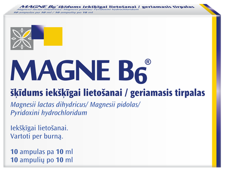 MAGNE B6 (Magnijs) šķīdums iekšķīgai lietošanai, ampulas, 10 gab.