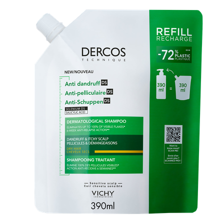 VICHY Dercos Anti Dandruff Refill šampūns, 390 ml