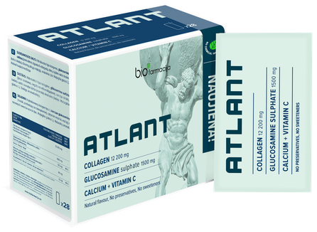 BIOFARMACIJA Atlant Glucosamine, Calcium + Vitamin C collagen, 28 pcs.