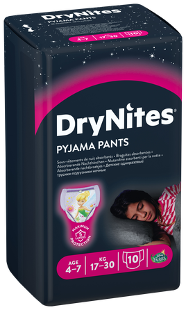 HUGGIES DryNites Meitenēm 4-7 gadi autiņbiksītes, 10 gab.