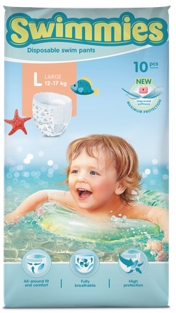 MOLTEX Swimmies L (12-17 kg) swimming diapers, 10 pcs.