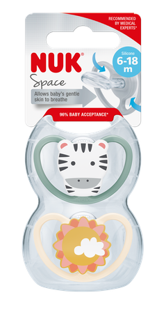 NUK Space (6-18 months), Silicone soother, 2 pcs.