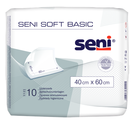 SENI Soft Basic 40 x 60 cm absorbent bed pad, 10 pcs.