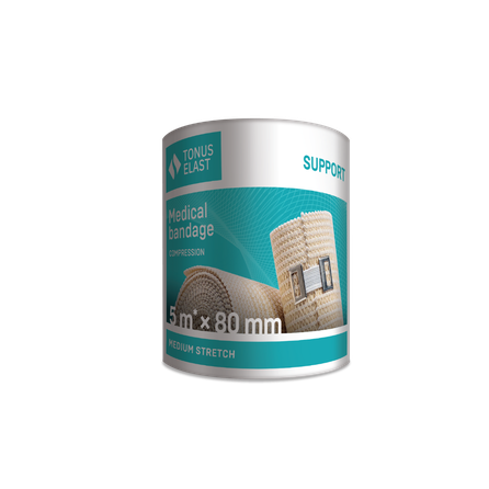 TONUS ELAST 9512, 5.0m x 80mm, medium stretch medical elastic bandage, 1 pcs.