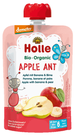HOLLE Ābolu, banānu un bumbieru biezenis, 100 g