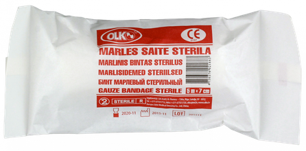 OLKO  sterila 7 cm x 5 m marles saite, 1 gab.