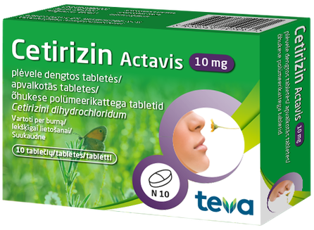 CETIRIZIN ACTAVIS 10 mg tabletes, 10 gab.