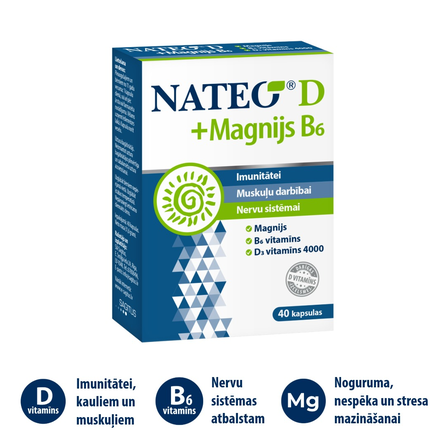 NATEO D 4000 SV + Magnijs B6 kapsulas, 40 gab.