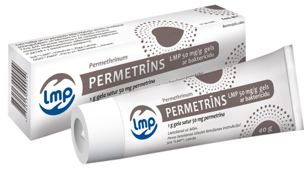 PERMETRĪNS 50 mg/g gels, 40 g