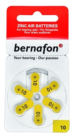 BERNAFON Nr.10 hearing aid batteries, 6 pcs.