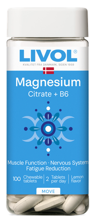 LIVOL  Extra Magnija Citrāts+B6 жевательные таблетки, 100 шт.