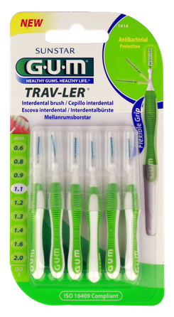 GUM Trav-Ler 1,1 mm zobstarpu birstīte, 6 gab.