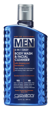 GIOVANNI Men 2-In-1 Daily with Ginseng & Eucalyptus attīrošs līdzeklis, 499 ml