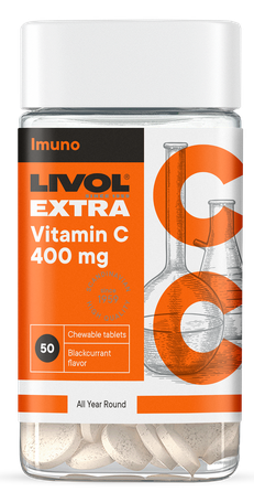 LIVOL  Extra Vitamīns C 400 mg košļājamās tabletes, 50 gab.