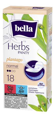 BELLA Panty Herbs Sensitive Plantago ikdienas ieliktnīši, 18 gab.