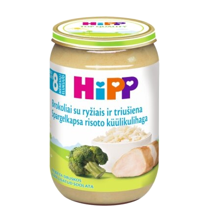 HIPP rīsi ar brokoļiem un truša gaļu, 8 mēn. biezenis, 220 g