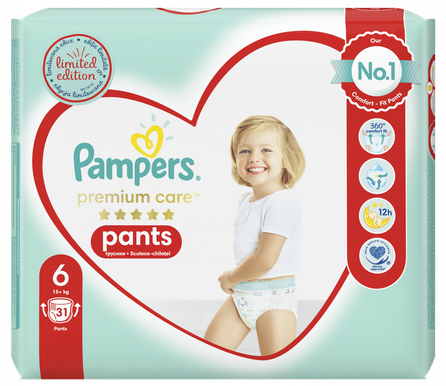 PAMPERS Premium Care 6 (15+ kg) nappy pants, 31 pcs.