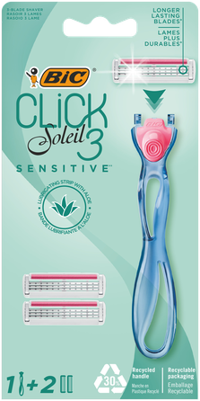 BIC Soleil Click3 2 replacement cassettes +  razor, 1 pcs.