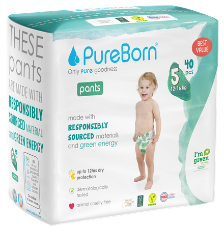PUREBORN Pull Ups Double Pack Size 5-XL biksītes, 40 gab.