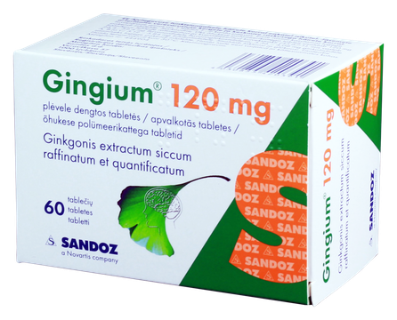 GINGIUM 120 mg apvalkotās tabletes, 60 gab.