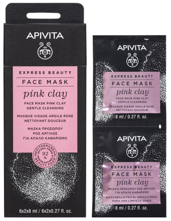APIVITA Express Beauty With Pink Clay (8 ml) sejas maska, 2 gab.
