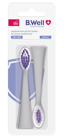 B.WELL Pro-850, White electric toothbrush heads, 2 pcs.