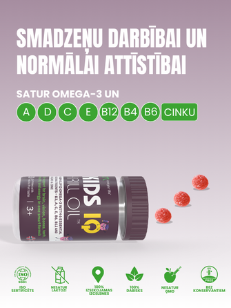 LYL  Kids IQ Krill Oil Ar Augļu Garšu košļājamās pastilas, 30 gab.