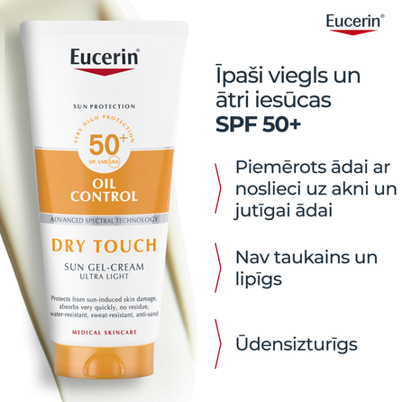 EUCERIN Sun Oil Control Dry Touch SPF 50+  krēms-gels, 200 ml