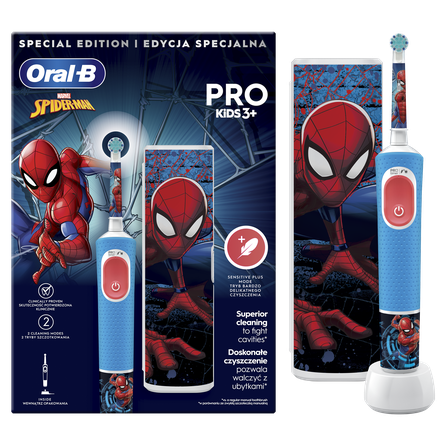 ORAL-B Pro Kids Spiderman с дорожным футляром электрическая зубная щетка, 1 шт.