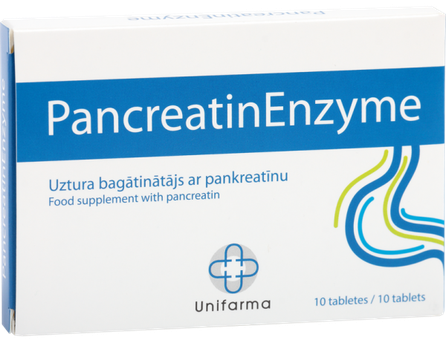 UNIFARMA Pancreatin Enzyme tabletes, 10 gab.